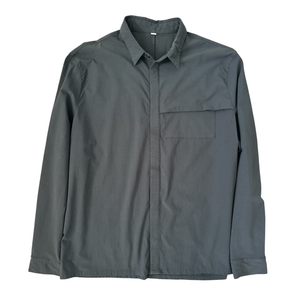Lululemon Men's Long Sleeve Shirt Hidden Buttons Pocket Black Size 2XL